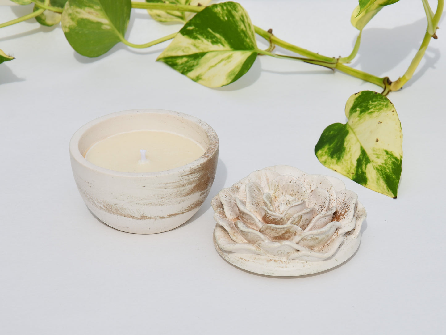 CANDELA Rosa | ricaricabile | cera di soia | bianco con motivo metallizzato