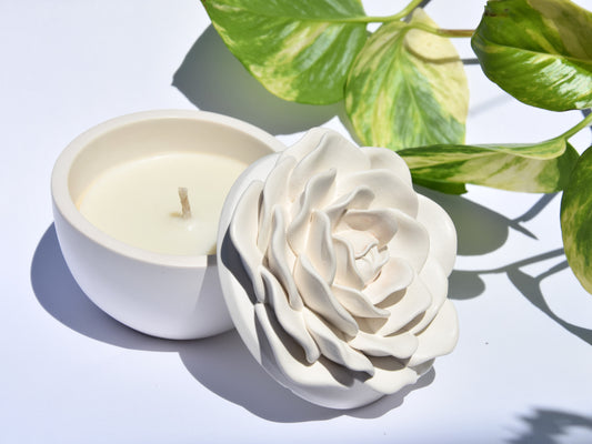 CANDELA Rosa | ricaricabile | cera di soia | bianco