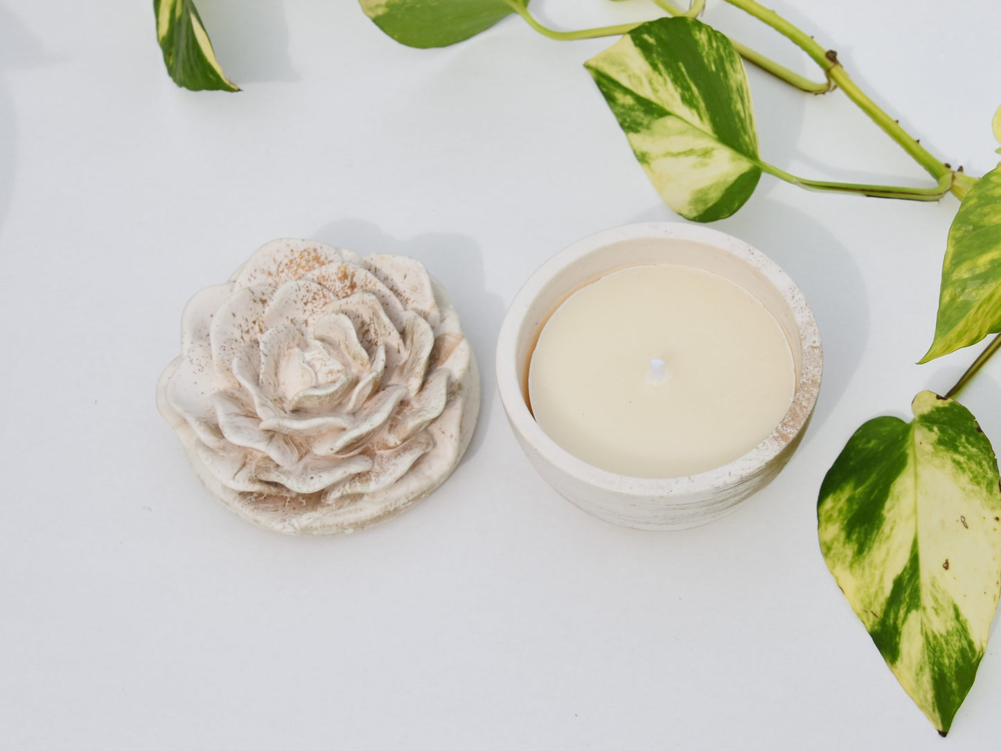 CANDELA Rosa | ricaricabile | cera di soia | bianco con motivo metallizzato