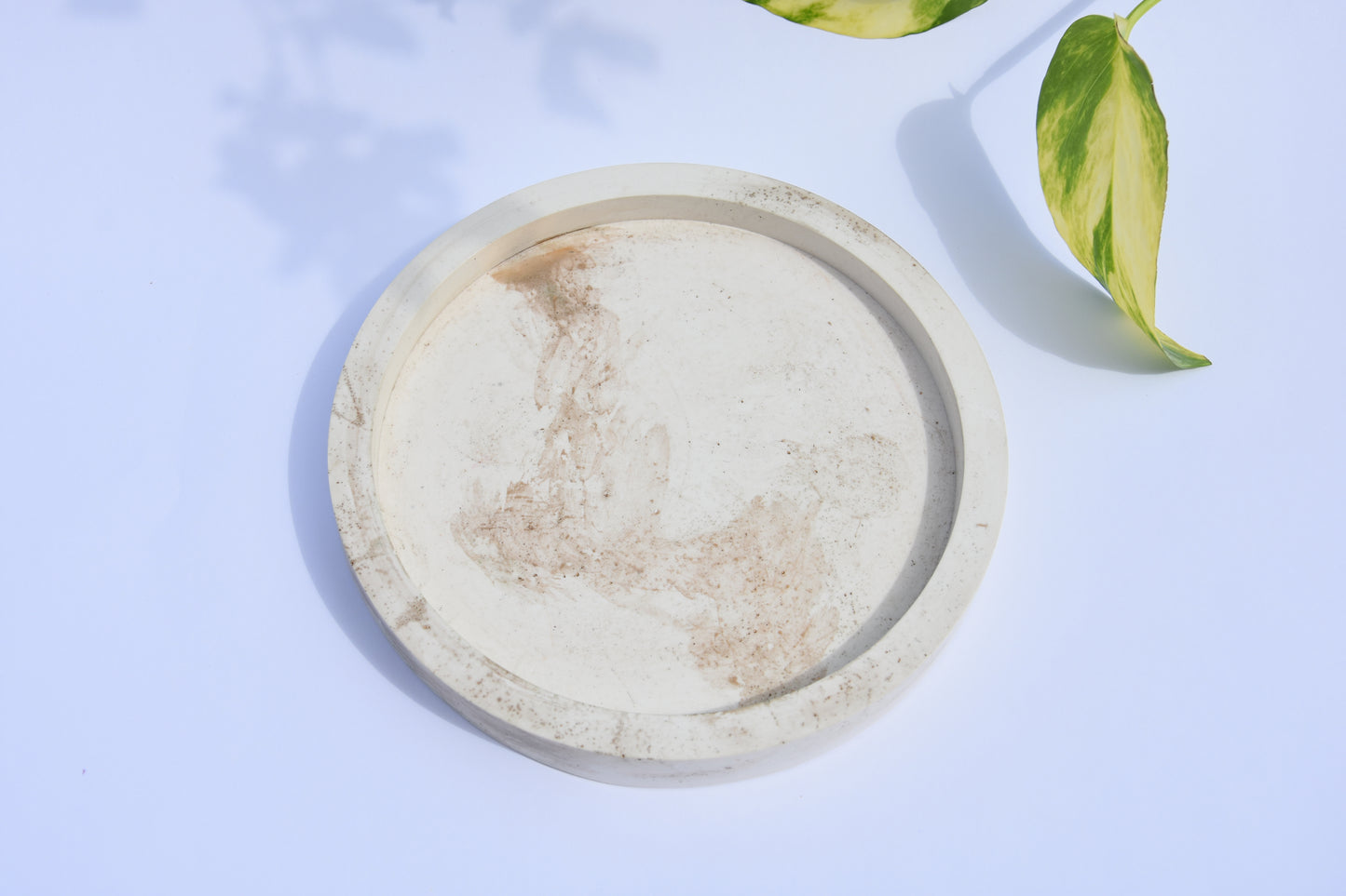 VASSOIO rotondo | Vassoio per gioielli | Bianco con motivo dorato