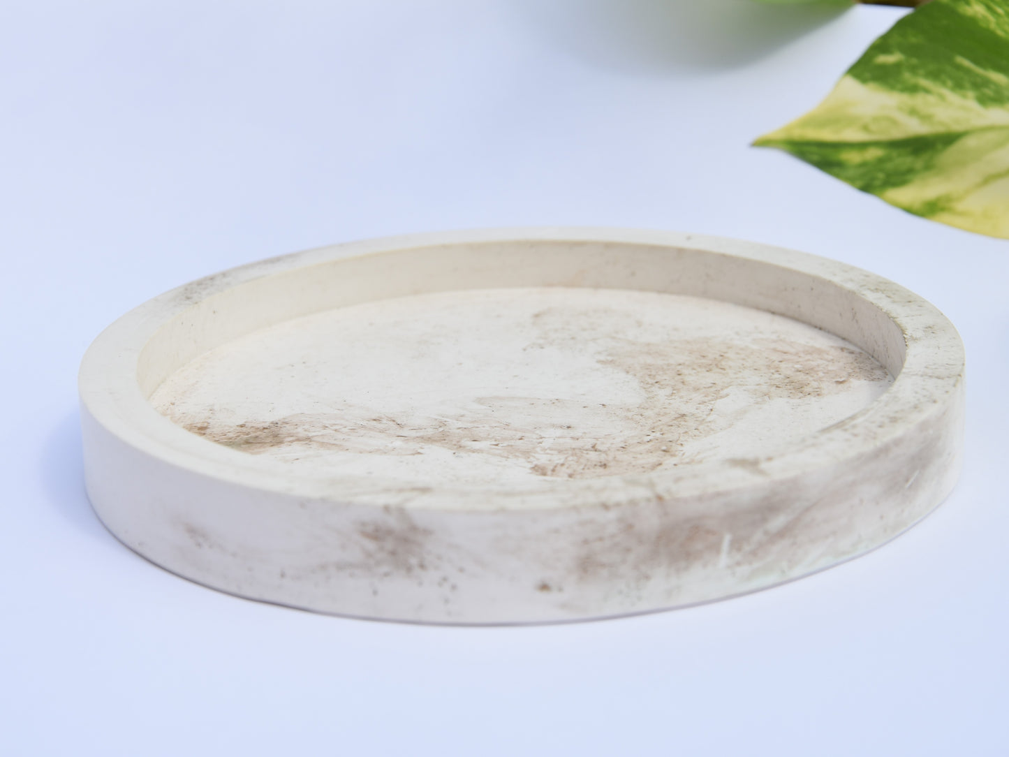 VASSOIO rotondo | Vassoio per gioielli | Bianco con motivo dorato