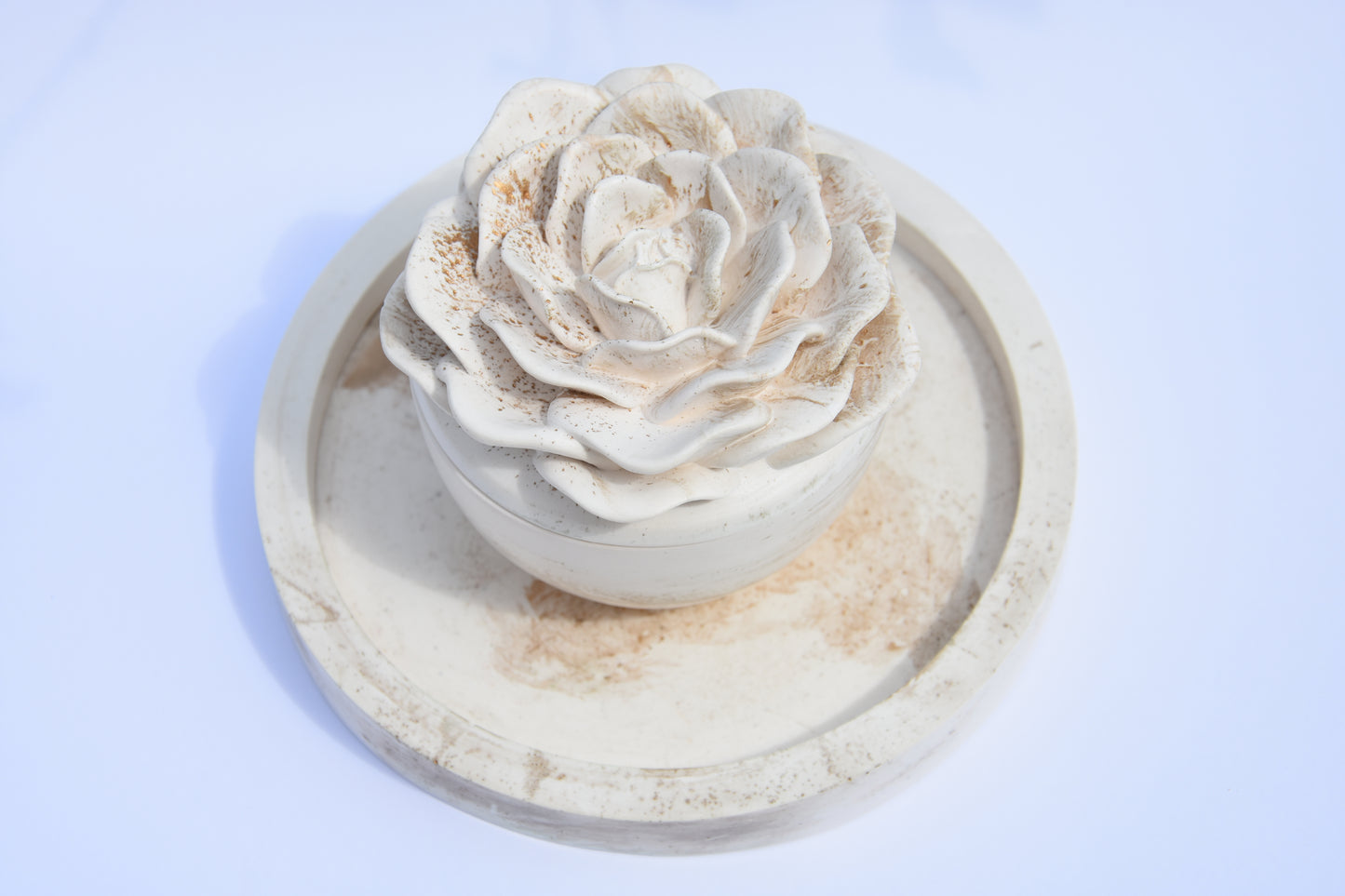 VASSOIO rotondo | Vassoio per gioielli | Bianco con motivo dorato